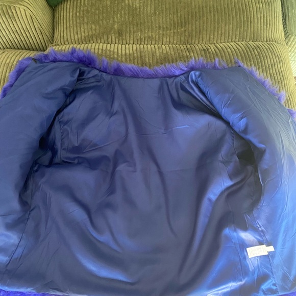 Vibrant Blue Faux Fur Jacket - Picture 3 of 3